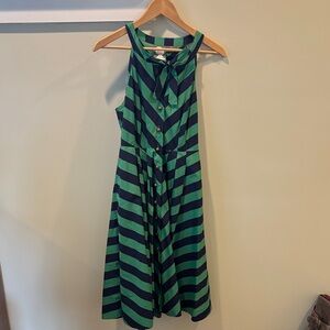 Striped Green and Blue Midi Dress